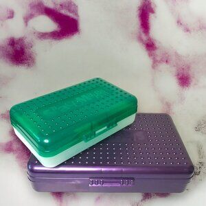 Spacemaker Pencil Box Vintage‎ 90’s Set/2 Large/Standard Metallic Purple/Green